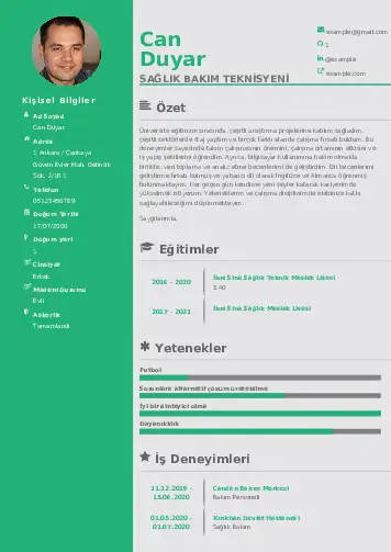 Hasta Bakıcı Cv Örnekleri cv indir